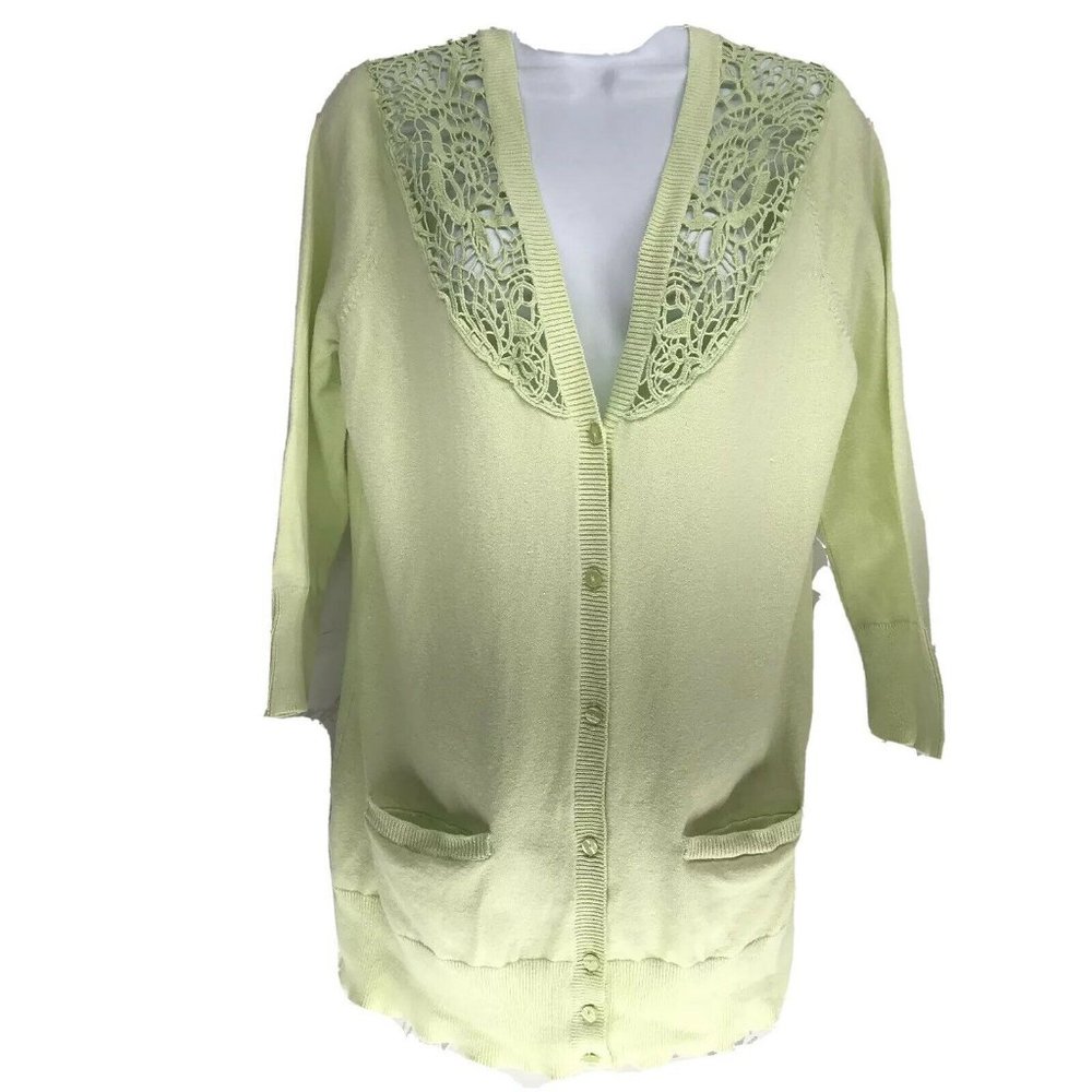 Niotto Cardigan Medium Lime Button Front